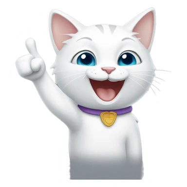 White cat smiling and giving thumbs up  sticker
