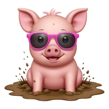 cute pig wearing cool sunglasses and bathing on all fours sticker