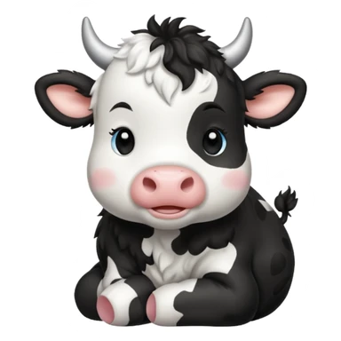 baby black and white cow sticker