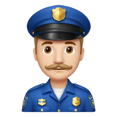 Male police officer, white cap, mustache, realistic portrait sticker