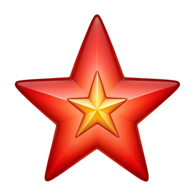 A single red star emoji in cartoon style. The star should be symmetrical, shiny, and have smooth edges. It should glow softly with a red aura. The design should be friendly and emoji-like, with a transparent background. sticker