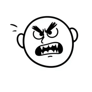 ugly rage emoji with scribbly, chaotic lines and angry face sticker