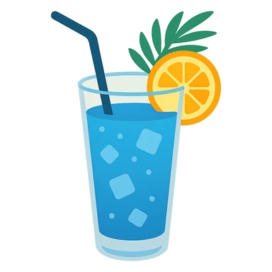 blue curaçao tropical cocktail, flat vector sticker