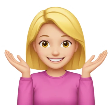 yellow smiling face girl with both hands under chin flipped sticker