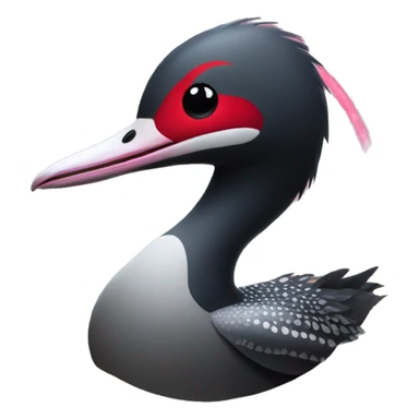 A loon with red thin beams of light coming out of its eyes sticker