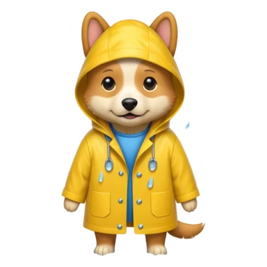 a dog wearing a raincoat in the rain sticker