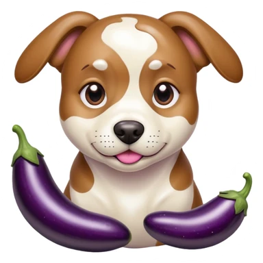 dog with a eggplant that has milk drizzled on it sticker