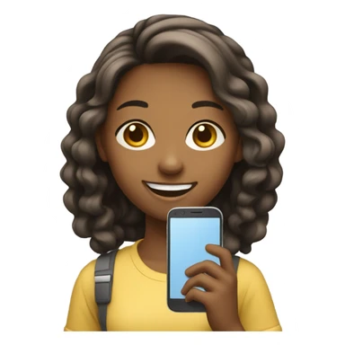 smiling girl with smartphone sticker