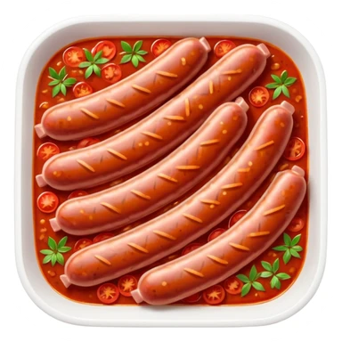 emoji of Rougail saucisse meal. Typical Reunion island meal consisted of Sliced sausage in tomato sauce (strong red color) with thym  sticker