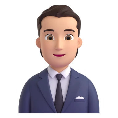 typical salesman wearing a suit with a friendly expression in 3D emoji style sticker