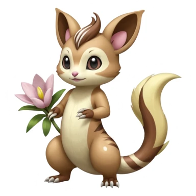 Cute Romantic Realistic Floral Meloetta-Furret-Palkia-Cresselia-Digimon-Pokémon-Fakémon-hybrid-fusion, full body sticker