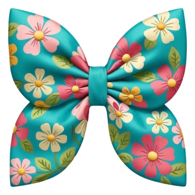Cottagecore style ultra detailed fabric cottagecore color palette, large in size size bow in a pretty floral pattern, isolated, 3d rendering, 8k, 8000x8000px, DPI 300 sticker