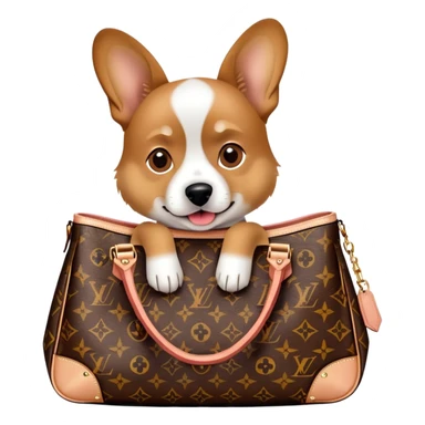 Dog wearing louis vuitton bag sticker