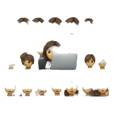 brunette woman working on notebook sticker