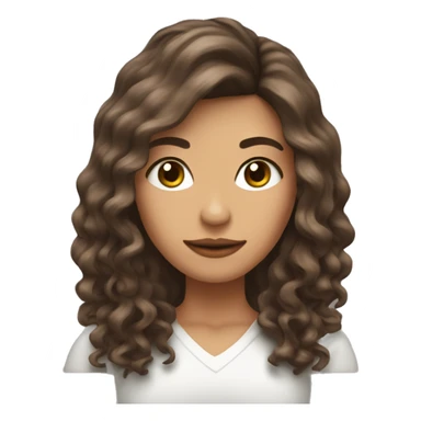 mujer con pelo largo, flequillo y rizos. ojos marrones sticker