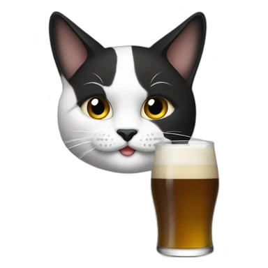 Black and white beer drinking cat sticker