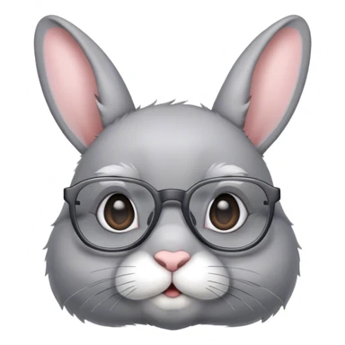 Gray bunny with glasses sticker