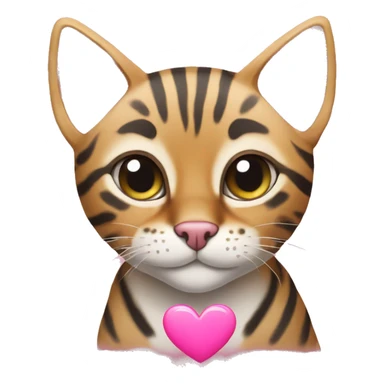 a bengal cat with a pink heart next to it sticker