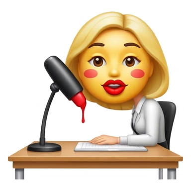 Kiss emoji at a desk  sticker