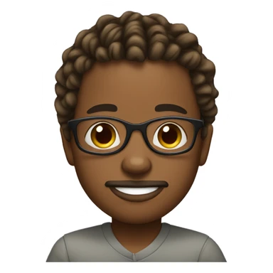 young african american with two-strand twists, glasses, and a baby goatee sticker