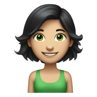 Smiling girl with Black hair and green eyes sticker
