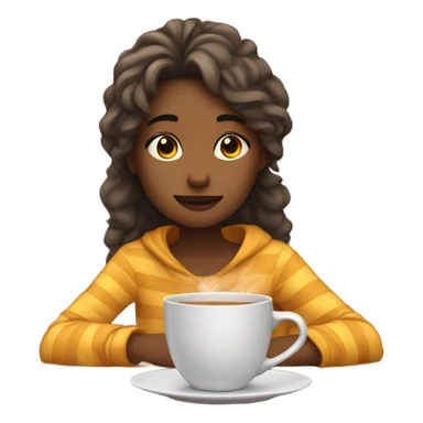 Tired girl at home with tea  sticker