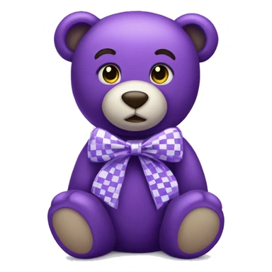 purple teddy bear with a checkered bow on hs neck sticker