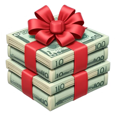 Australian $100 notes stacked together and wrapped in a bow sticker