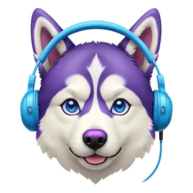 A husky with purple headphones on sticker