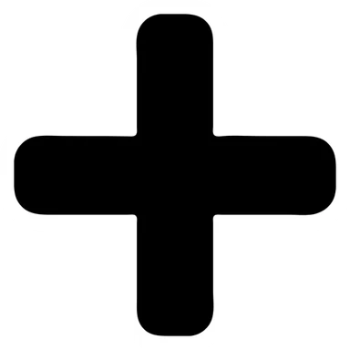 minimalist plus icon, solid black, no outline sticker