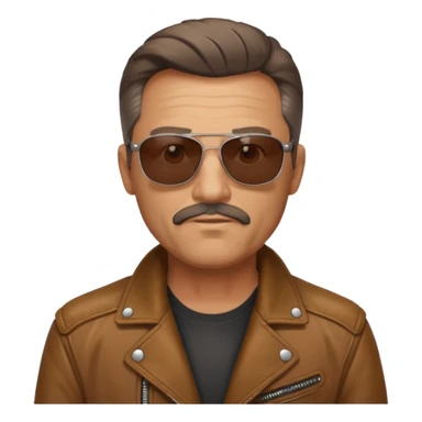 Biker Gang with Sunglasses, Middle-age man, brown jacket, sunglasses sticker