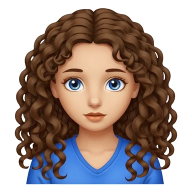 Olive skinned girl blue eyes with long loose curly brown hair with brown highlights  sticker