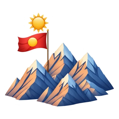 A blue , white and red flag With three mountain and a sun and ⚖️ in the upper part of mountains sticker