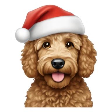 Brown mini Goldendoodle with Santa hat sticker