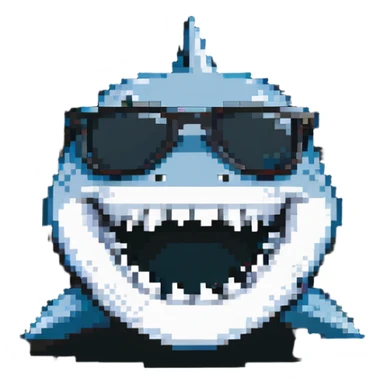 cool shark with white teeth and black sunglasses sticker