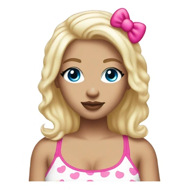 Blonde curvy white women blue eyes with hello kitty crop top sticker