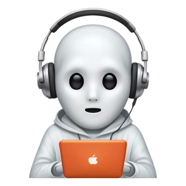Small ghost podcaster with no face  sticker