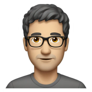 middle age lean white man, black short hair, black glasses, dark brown eyes sticker