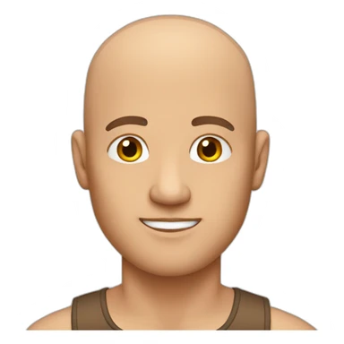 A bald man with a Brown tank top sticker