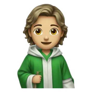 a student in a green robe sticker