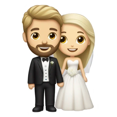 Brunette bride and blond hair/bearded groom. Hugging.  sticker