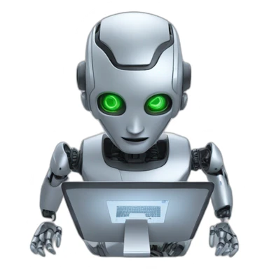 a robot on a pc trading  sticker