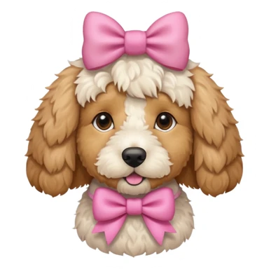 Cute Golden doodle with pink bow sticker