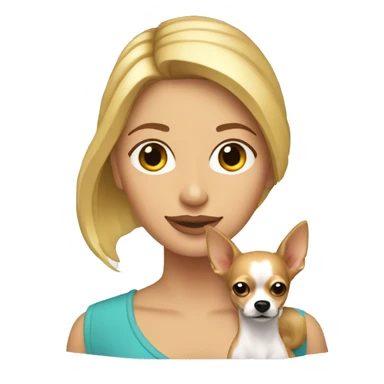 mujer con pelo muy largo rubio y su perro Chihuahua sticker
