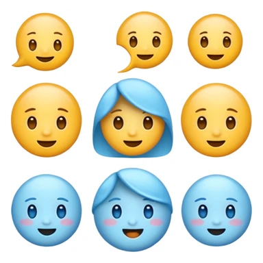 Cute emojis, light blue with white background  sticker