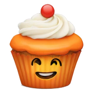 orange cupcake with happy face on the icing sticker