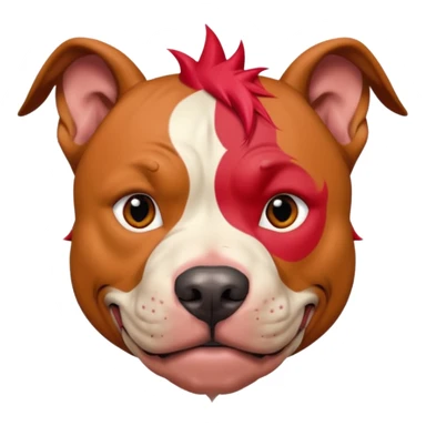 very tattoed face pitbull dog with red spiky hair sticker