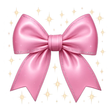 Add small sparkling stars around the sparkly pink bow with a soft gradient. Keep the background transparent. sticker