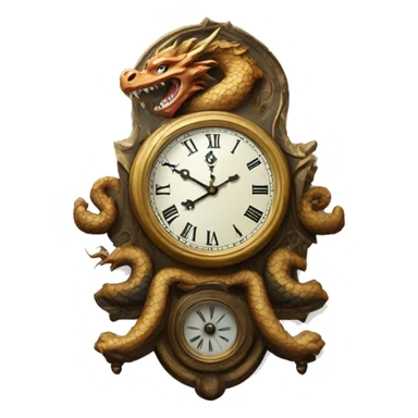 Antique clock with dragon on edge sticker