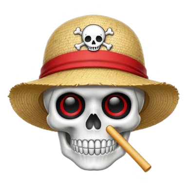 Luffy straw hat logo but.his head is a skull and the line in the hat is red without a hair and a completely black eyes sticker